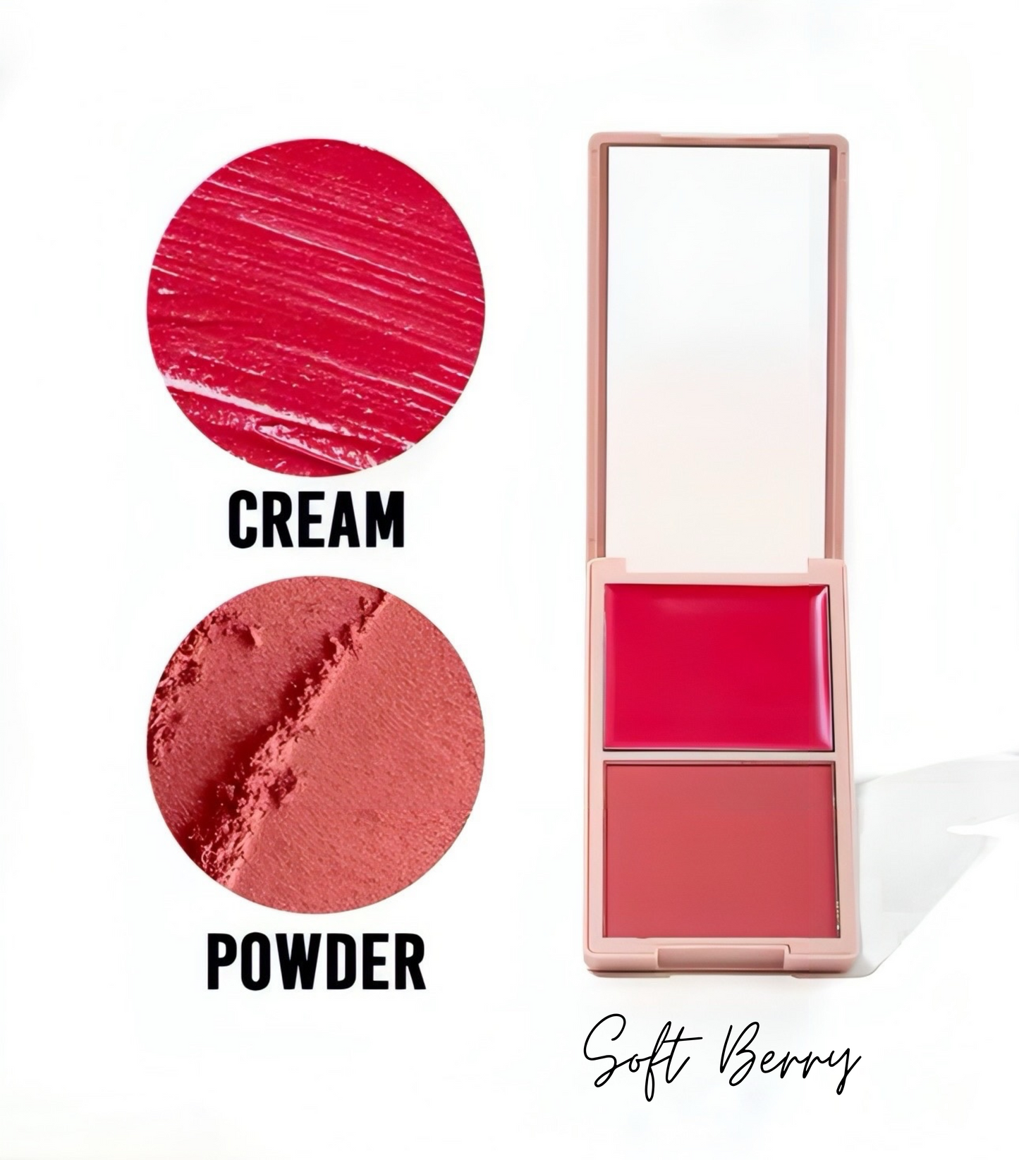 DUO BLUSH de DIDI 24 BEAUTY: Colorete en crema y polvo con dos tonos complementarios para un acabado natural y saludable. Fórmula suave y fácil de aplicar, ideal para dar color y frescura a las mejillas