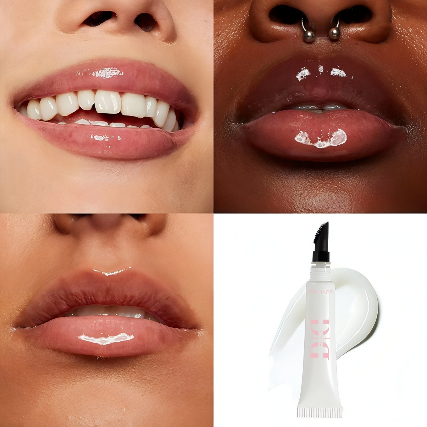 “LIP SERUM SOFT KISS de DIDI 24 BEAUTY: Sérum labial hidratante con un suave toque de color rosado, formulado con ácido hialurónico, vitamina E y aceites naturales para unos labios sedosos, suaves y llenos de hidratación